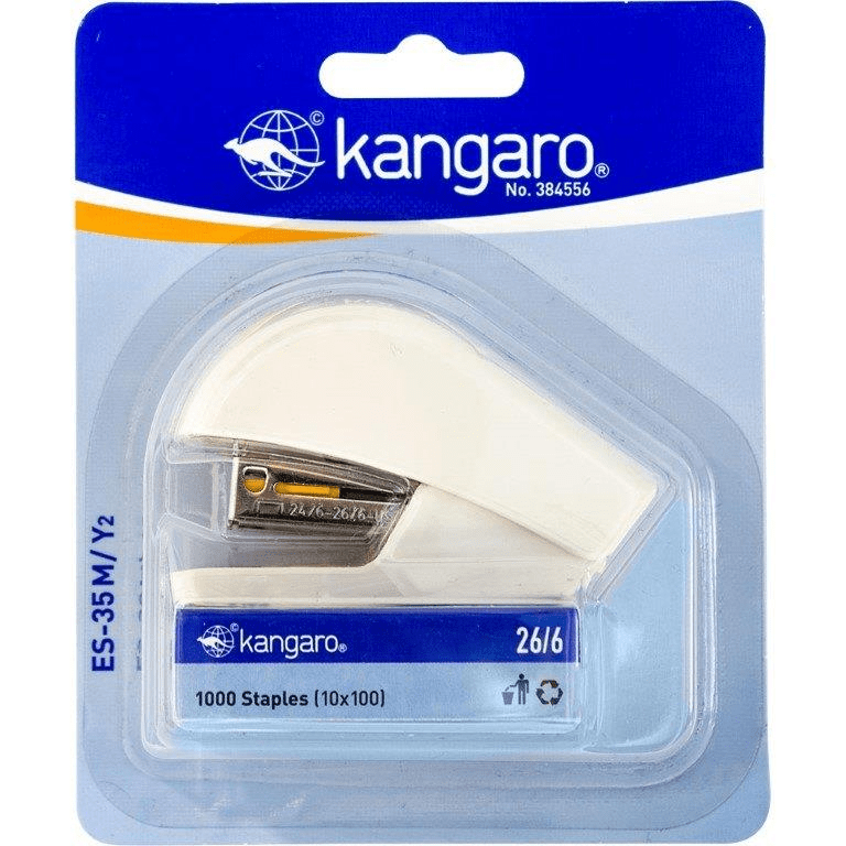 Kangaro ES-35M Y2 Mini Plastic Stapler with Staples White KAN/SM/ES-35M/Y2/WHT