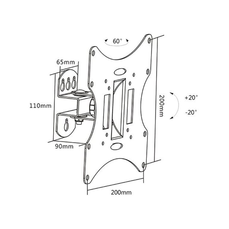 Lumi LCD-501A Economy Pivoting 23 to 42-inch Wall Mount Bracket