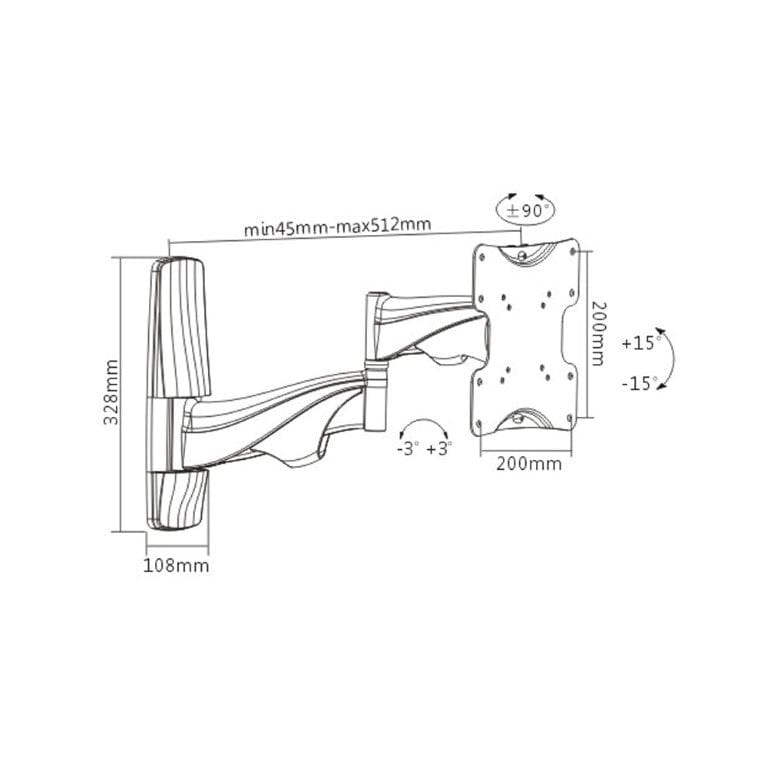 Lumi LPA19-222 Elegant Aluminum Full-Motion 23 to 42-inch TV Wall Mount