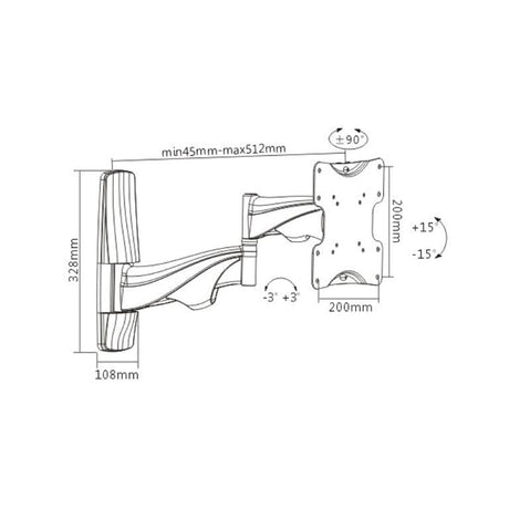 Lumi LPA19-222 Elegant Aluminum Full-Motion 23 to 42-inch TV Wall Mount