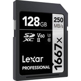 Lexar Pro SILVER Series 1667x 128GB SDXC UHS-II Memory Card LXSD1667P128