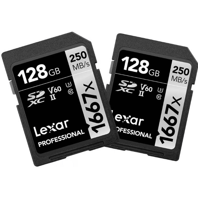 Lexar SD Professional 128GB 1667x SDXC Memory Card 2-pack LXSD1667P128TWIN