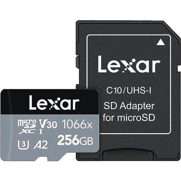 Lexar Professional 1066x 256GB microSDXC UHS-I Memory Card with SD Adapter LXSDM1066256A