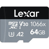 Lexar Professional 1066x 64GB microSDXC UHS-I Memory Card with SD Adapter LXSDM106664A