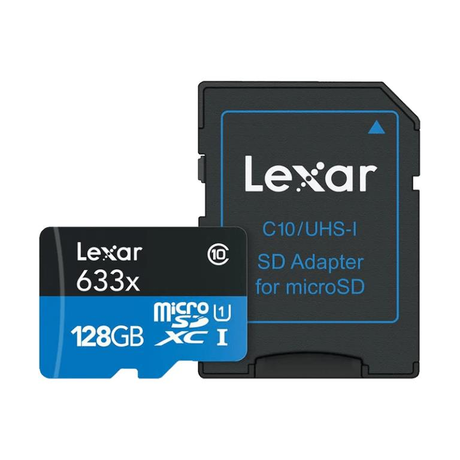 Lexar SD Micro 128GB 633x Memory Card with SD Adapter LXSDM633128A