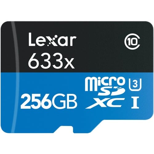 Lexar High-Performance 633x 256GB microSDXC UHS-I Memory Card with SD Adapter LXSDM633256A