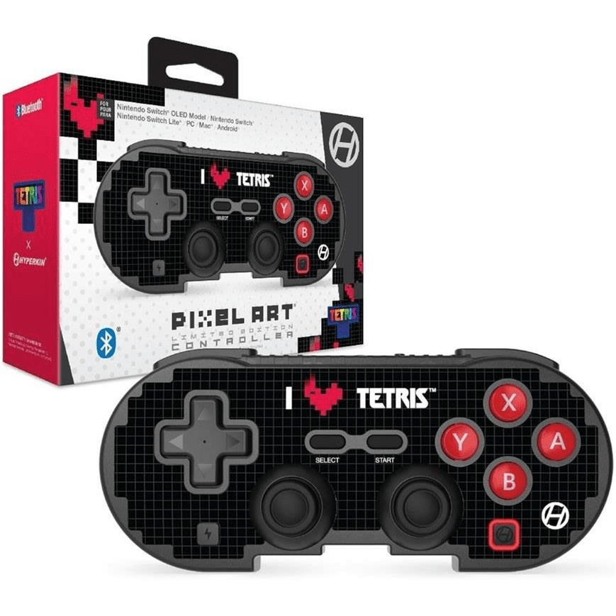 Hyperkin Official Tetris Pixel Art Bluetooth Switch Controller - Heart Drop M01328-TEHD