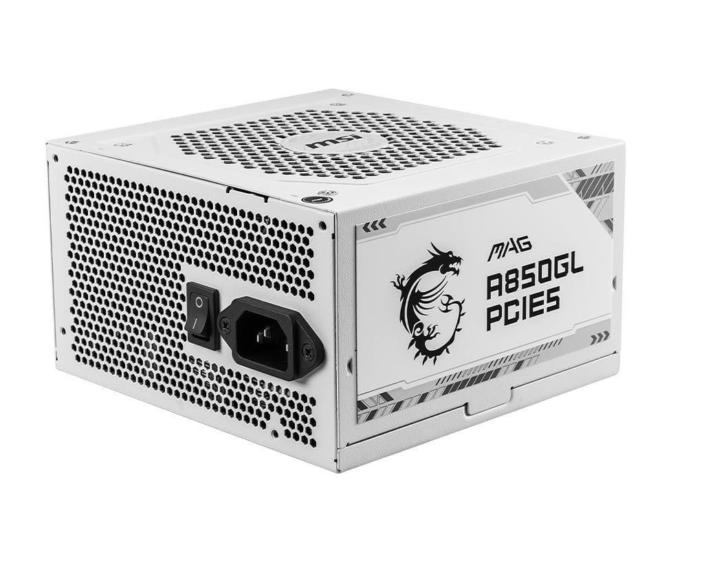 MSI MAG A850GL PCIE5 White 80 Plus Gold 850W 24-pin ATX Power Supply Unit