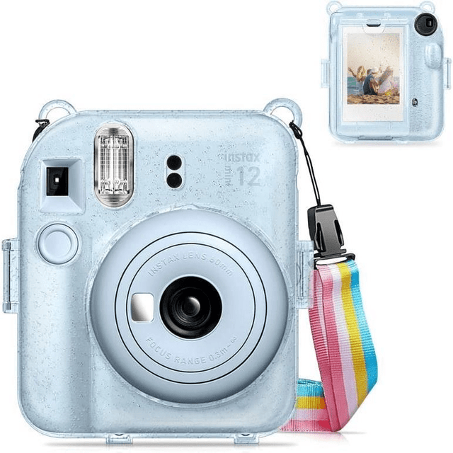 Tuff-Luv Plastic Camera Case with Rainbow Strap for Instax Mini 12 Clear MF2873