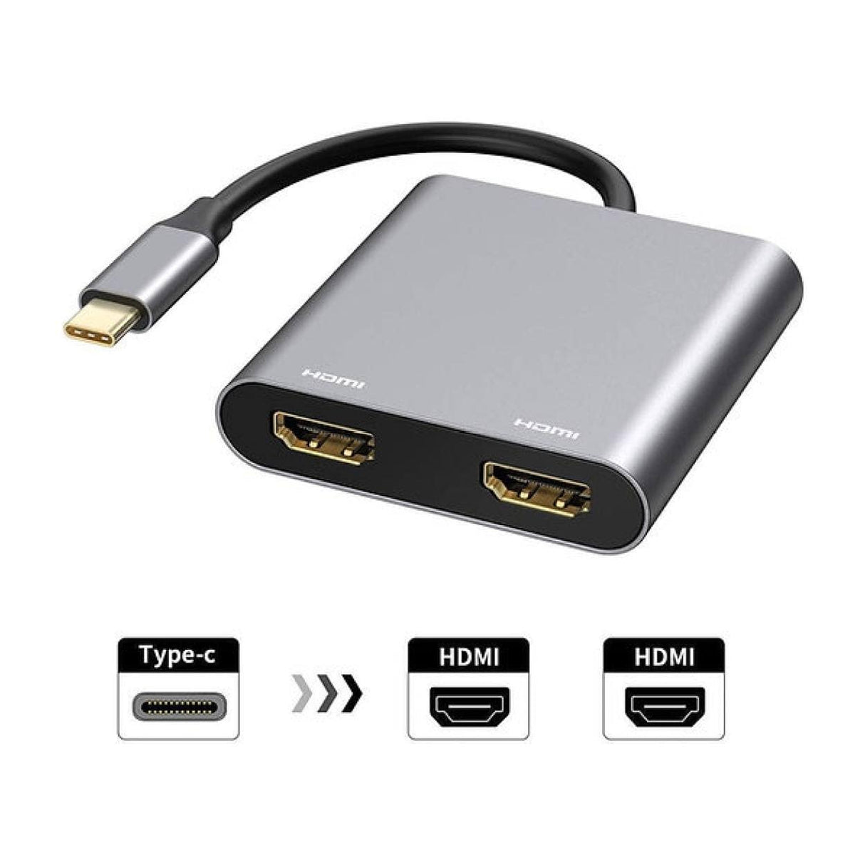 Tuff-Luv USB-C Hub with 2 x HDMI Ports Black MF3665