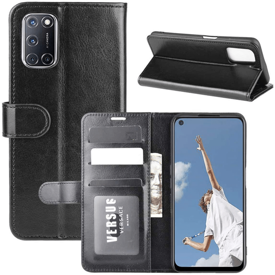 Tuff-Luv Folio Case and Stand for Oppo A72/A52/A92 4G - Black MF452