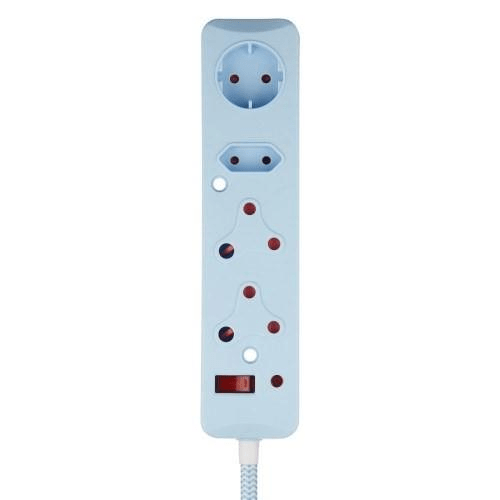 Switched 50cm 4-way Surge Protected Multiplug Braided Cord - Blue MS-8500-05-BL