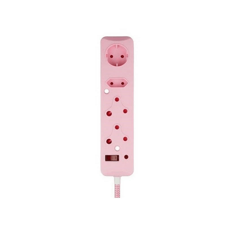 Switched 3M 4-way Surge Protected Multiplug Braided Cord - Pink MS-8500-3-PK