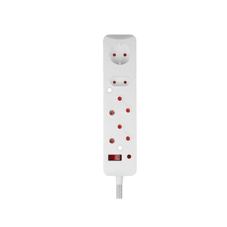 Switched 3M 4-way Surge Protected Multiplug Braided Cord - White MS-8500-3-WT