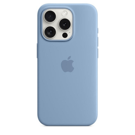 Apple iPhone 15 Pro Winter Blue Silicone Case with MagSafe Support