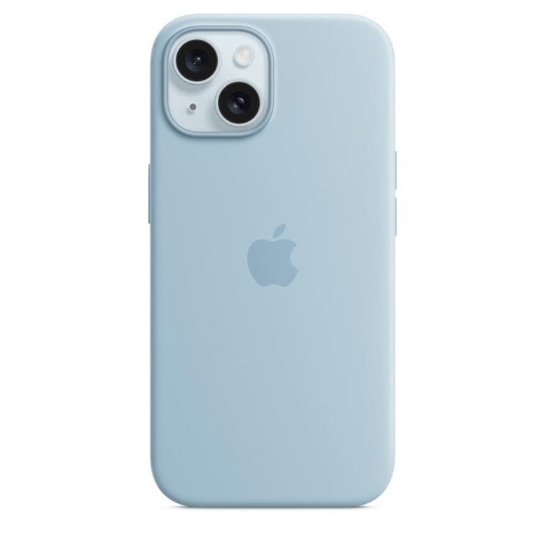 Apple iPhone 15 Light Blue Silicone Case with MagSafe Support