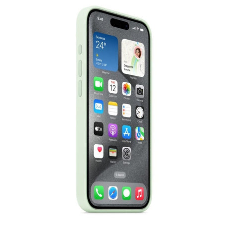 Apple iPhone 15 Pro Soft Mint Silicone Case with MagSafe Support