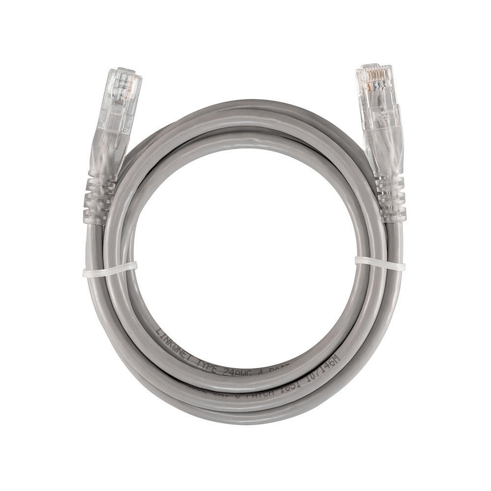 LinkQnet 15m RJ45 CAT6 Anti-Snag Moulded PVC Network Flylead Cable - Grey NET-CAT6-GY-15M-LQ