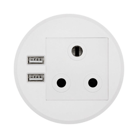 LinkQnet 3-Pin Charging Grommet with USB Ports White NET-PG-80-W