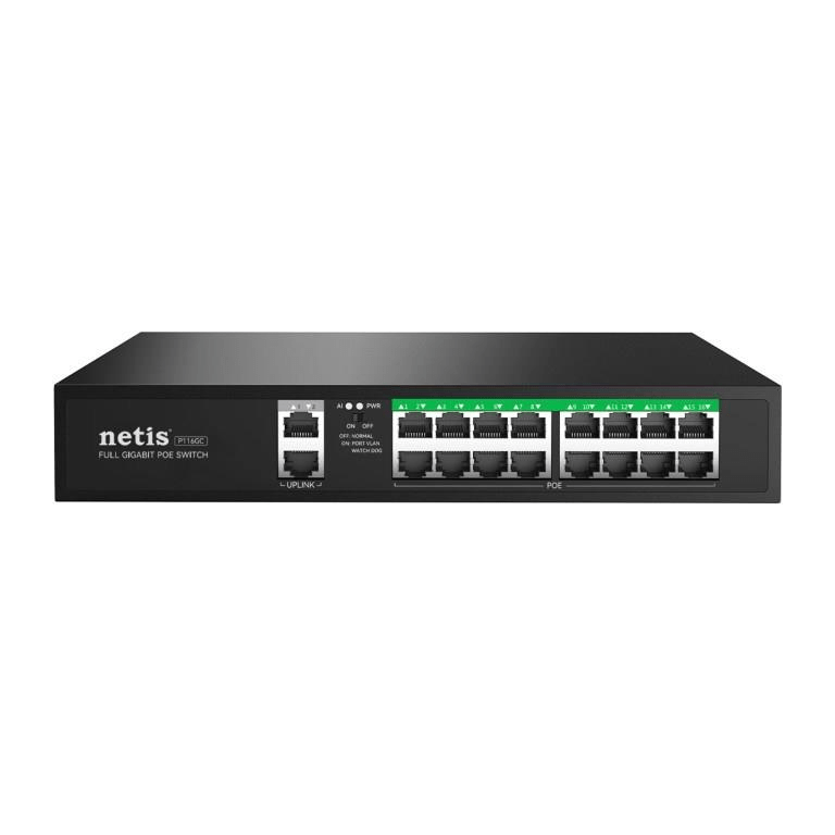 Netis P116GC 16-port GbE PoE Switch with 2x GbE Uplink ports