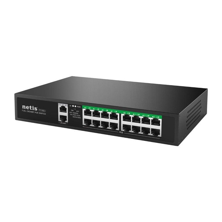 Netis P116GC 16-port GbE PoE Switch with 2x GbE Uplink ports