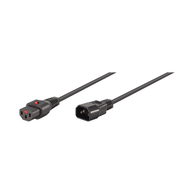 Scolmore 2m C13 F To C14 M Lockable Power Cable Black PC1021