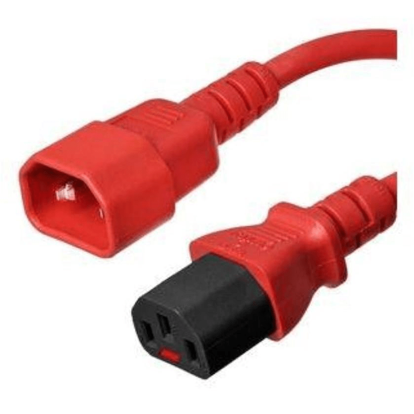 LinkQnet C13 F to C14 M Lockable Power Cable Red 2m PC1386