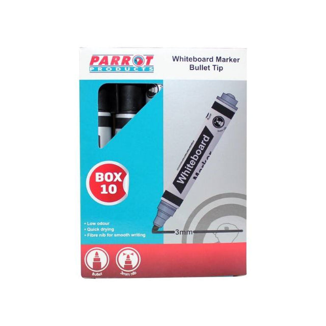 Parrot Whiteboard Marker Bullet Tip - Black PW1001B