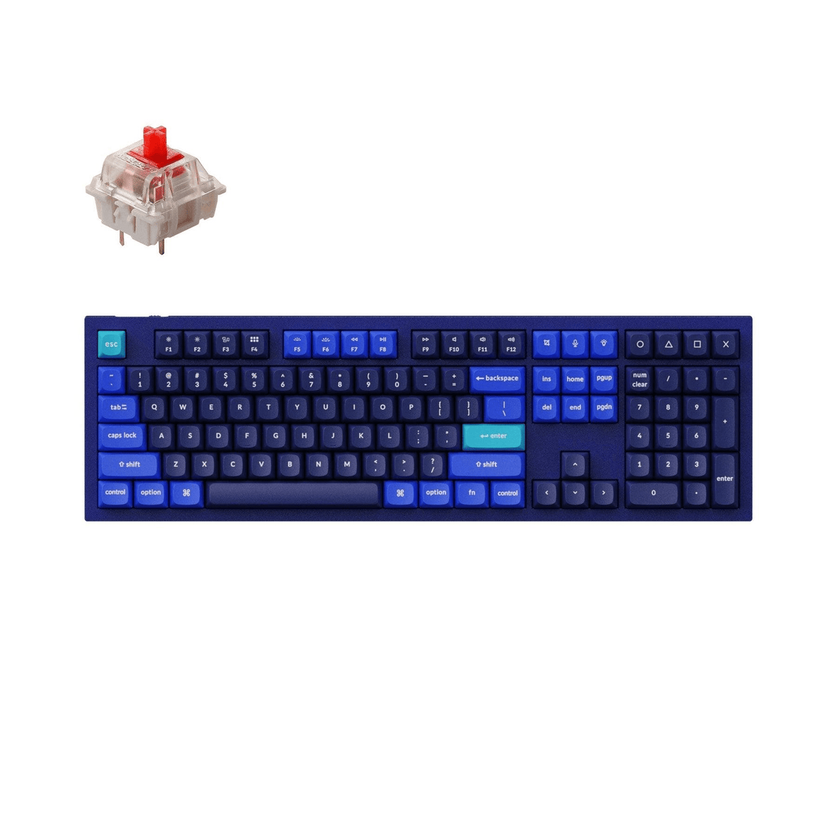 Keychron Q6 Gateron G Pro Red Switches QMK Custom Mechanical Keyboard with Knob - Navy Blue Q6-O1