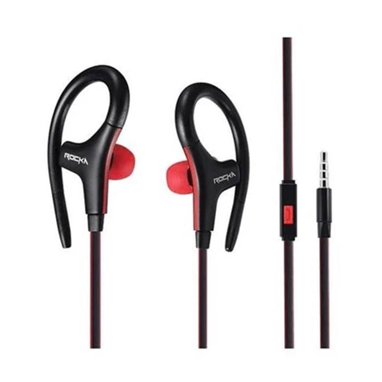 Rocka Engage Series Earhook Earphones with Mic Black and Red RK-1003-BKRD