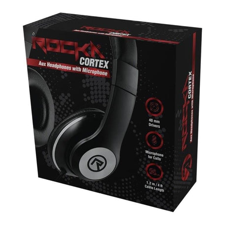 Rocka Cortex Series Aux Wired Headset Black RK-2007-BK