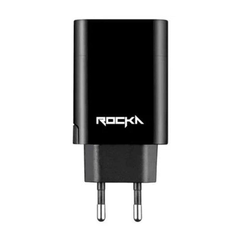 Rocka Rapid Series 18W USB Type-A QC3.0 and USB-C Dual Wall Charger RK-8039-BK