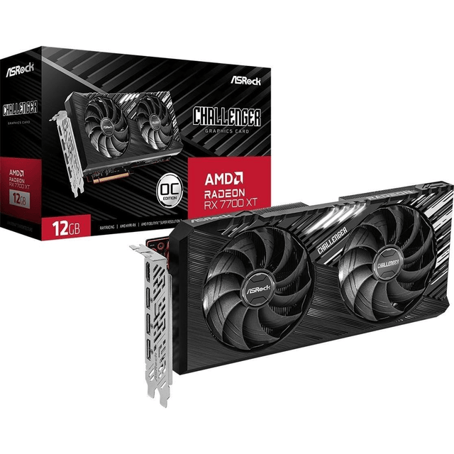 ASRock Radeon RX 7700 XT Challenger 12G OC 12GB GDDR6 Graphics Card RX7700XT CL 12GO