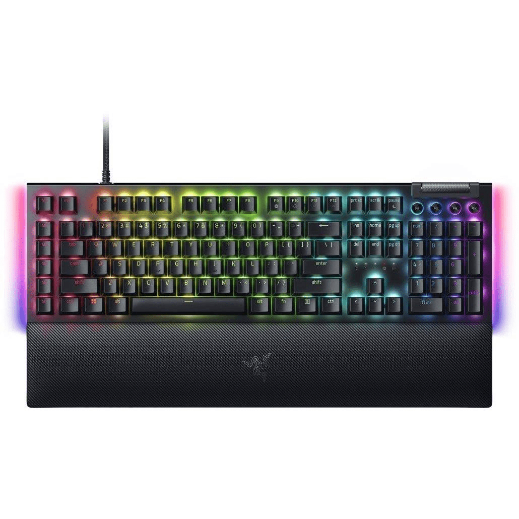 Razer BlackWidow V4 Chroma RGB Green Clicky Switches USB Wired Mechanical Gaming Keyboard - Black RZ03-04690100-R3M1