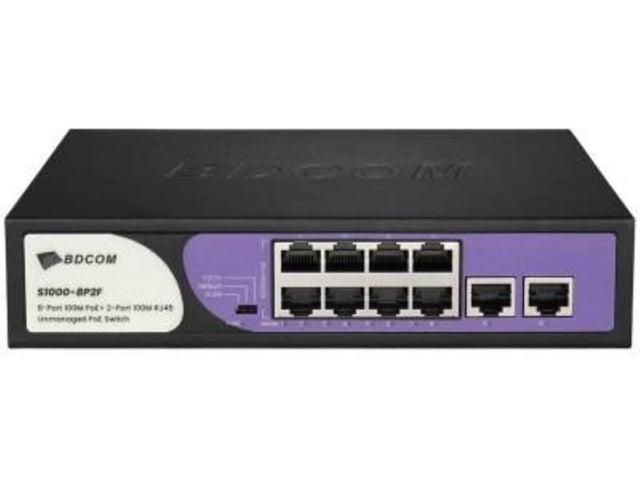 BDCOM 90W 8-Port PoE with 2-Port 100M RJ45 Unmanaged PoE Switch S1000-8P2F