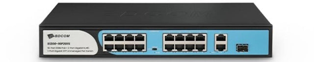 BDCOM 180W 16-Port 100M PoE with 1 GE and 1 SFP PoE Switch S1200-16P2G1S