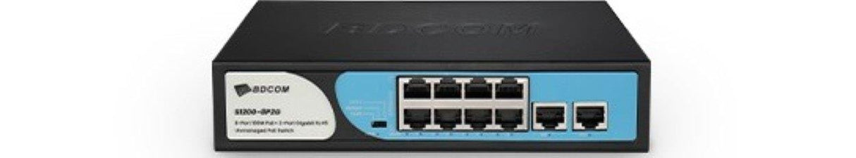 BDCOM 90W 8-Port 100M PoE with 2-Port GE RJ45 PoE Switch S1200-8P2G