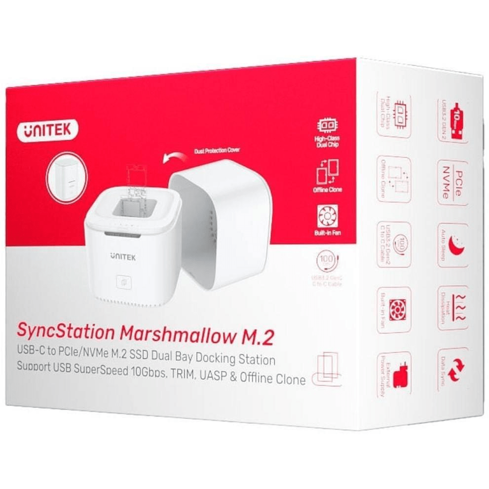 Unitek S1207A SyncStation Marshmallow M.2 Type-C to NVMe Dual Bay SSD Docking Station