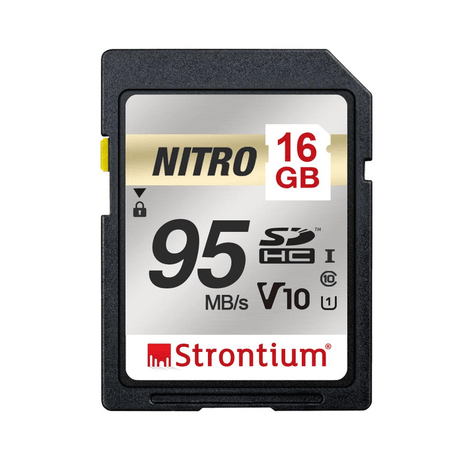 Strontium Nitro 16GB SD SDHC UHS-I U1 V10 Class 10 Flash Memory Card SRN16GSDU1QR