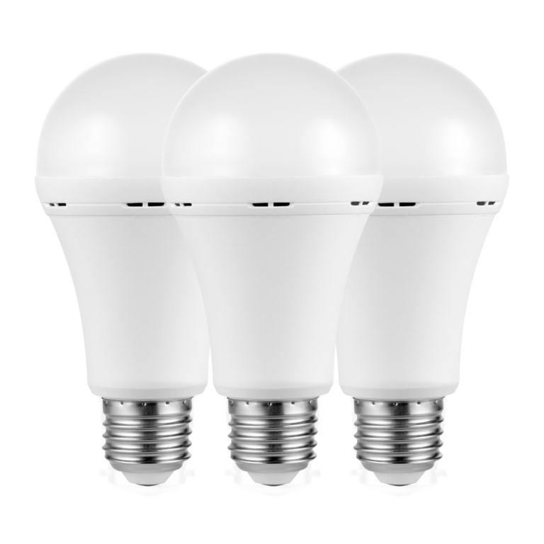 Switched 5W A60 Rechargeable E27 LED Light Bulb Cool White 3-pack SWD-10018-E27R-3-CW