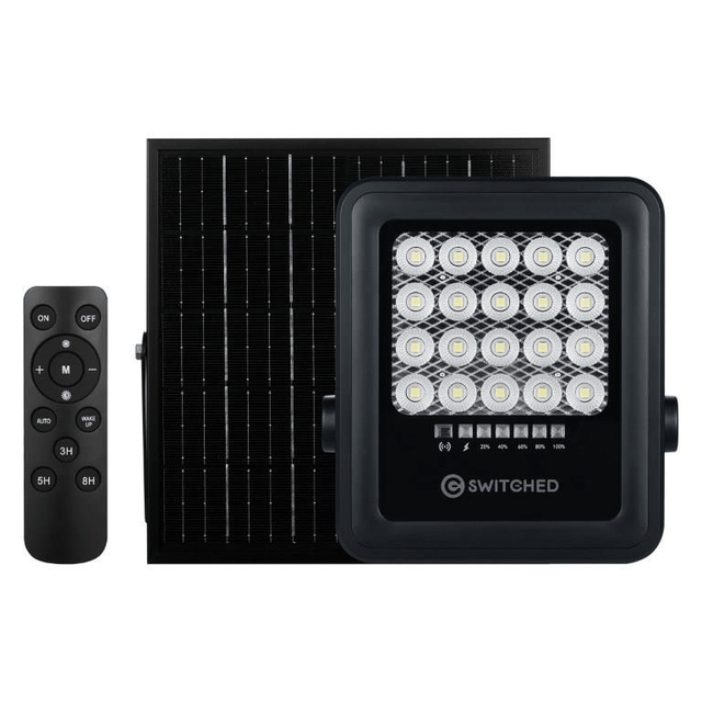 Switched Urban Pro Series 50W Floodlight with Solar Panel and Remote SWD-10037-50-BK