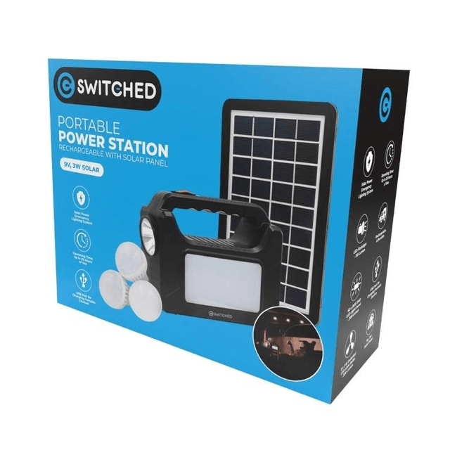 Switched Portable Power Station with Solar Panel Black SWD-50005-BK(V2)