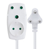 Switched Basics 5m Light Duty Extention Cable 1 x 16A and 1 x Schuko Socket - White SWD-70002-5-WT