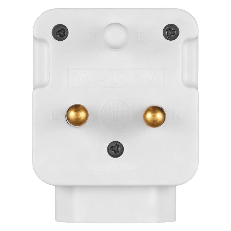 Switched 2-way Top and Bottom Loader Schuko Adapter White SWD-72006-WT