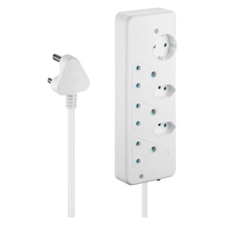 Switched Basic 6-way Multiplug with 0.5m Cord White SWD-75019-05-WT