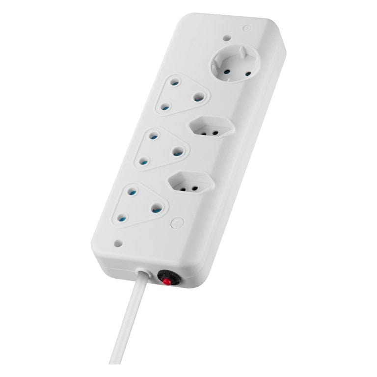 Switched Basic 6-way Multiplug with 0.5m Cord White SWD-75019-05-WT