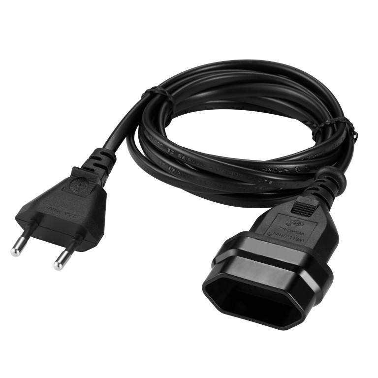 Switched Easy Cable 2m Extender 2-pin Euro to 2-pin Euro Socket Black SWD-8511-BK