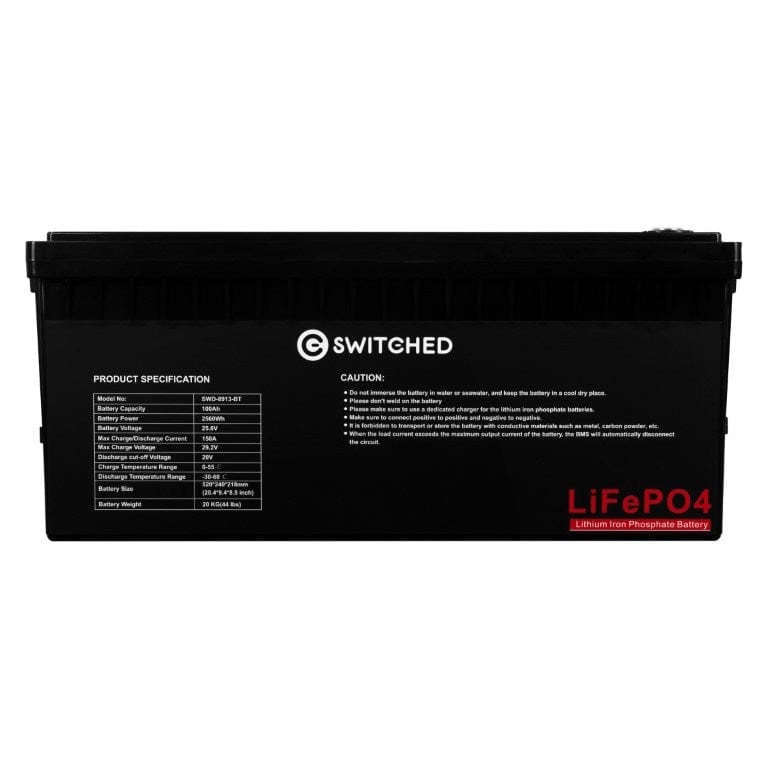 Switched 25.6V 100Ah 2560Wh LiFeP04 Battery SWD-8913-BT