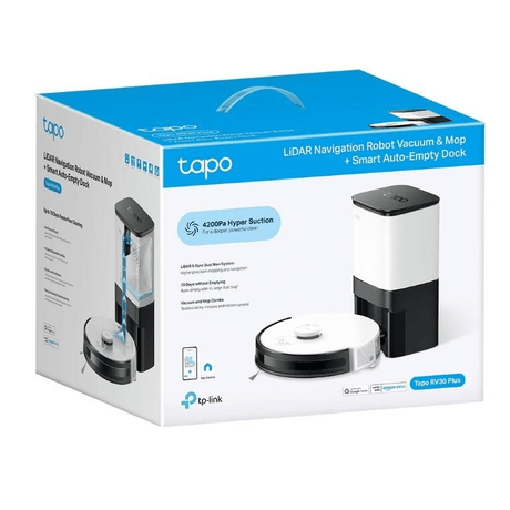 TP-Link Tapo RV30 Plus LiDAR Navigation Robot Vacuum and Mop with Smart Auto-Empty Dock