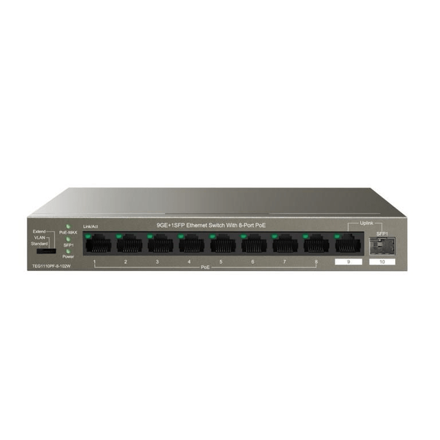 Tenda TEG1110PF-8-102W 8-port PoE GbE Unmanaged Switch with 1-port SFP